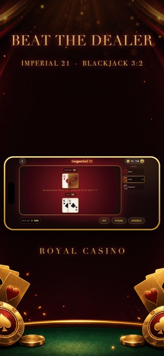 Blackjack table with dealt cards