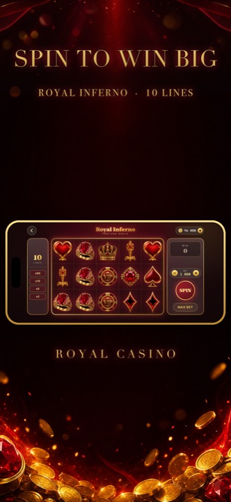 Slots screen with golden reels and win effects
